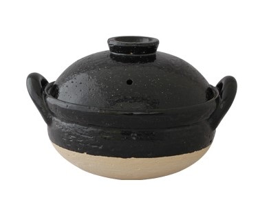 長谷園 ヘルシー蒸し鍋(黒) 小(陶製すのこ付)