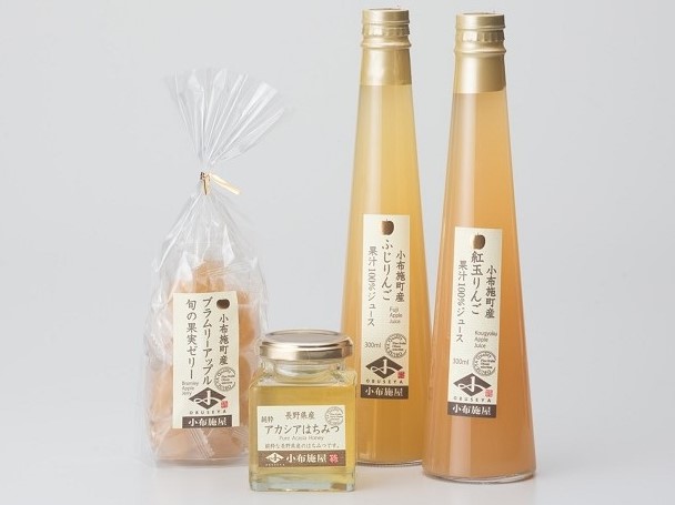 小布施のりんごジュース2種とゼリー、ハチミツセット
