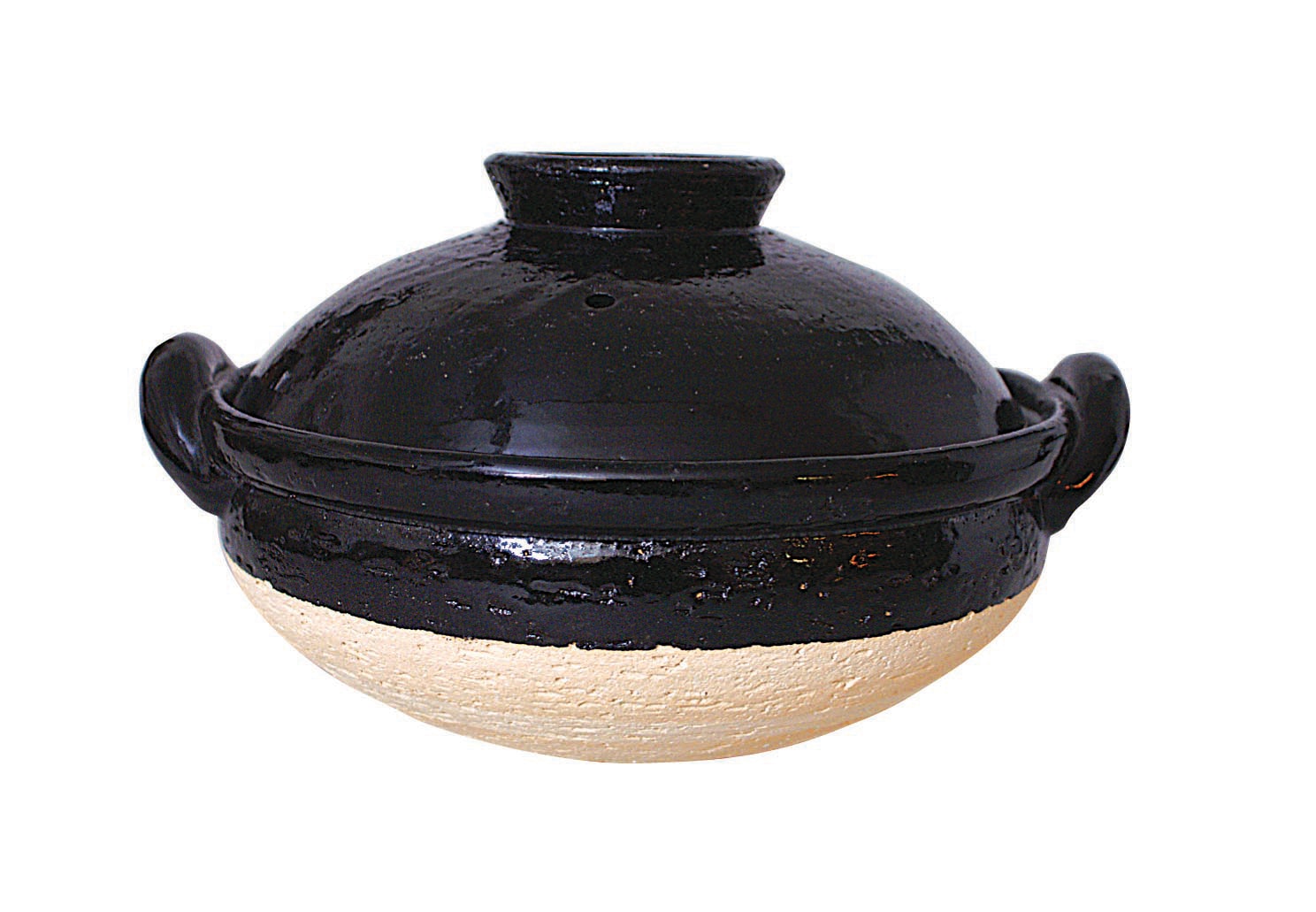 長谷園 ヘルシー蒸し鍋（黒） 中 （陶製すのこ付）(中): 三重｜いい