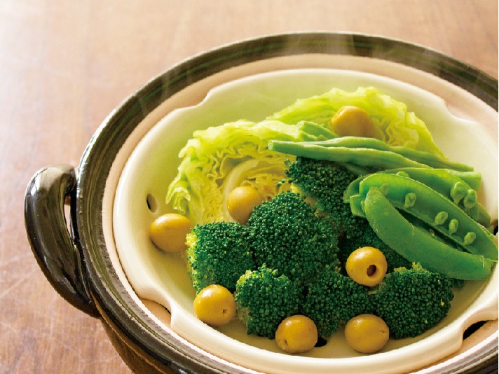 長谷園 ヘルシー蒸し鍋（黒） 大 （陶製すのこ付）(蒸し鍋（大