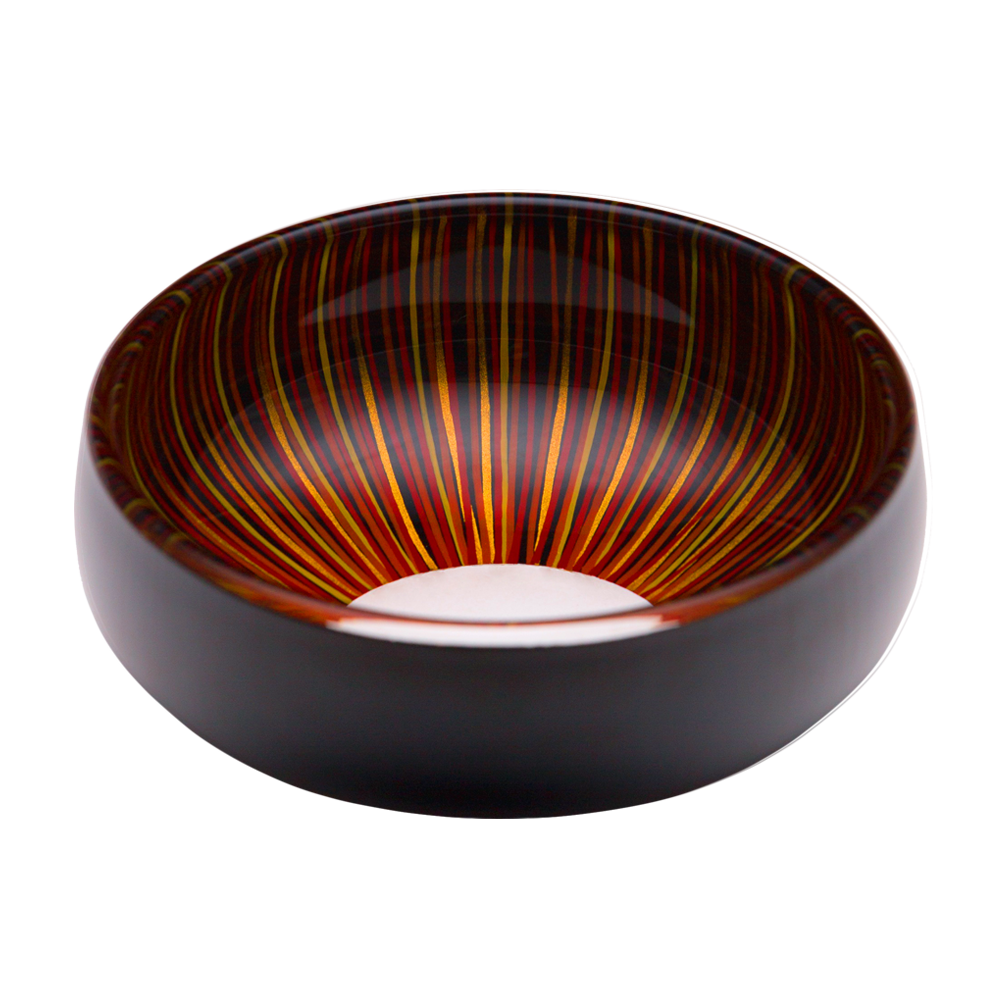 丸嘉小坂漆器店 漆硝子 百色(蕾クリスタルボウルL 黒赤)