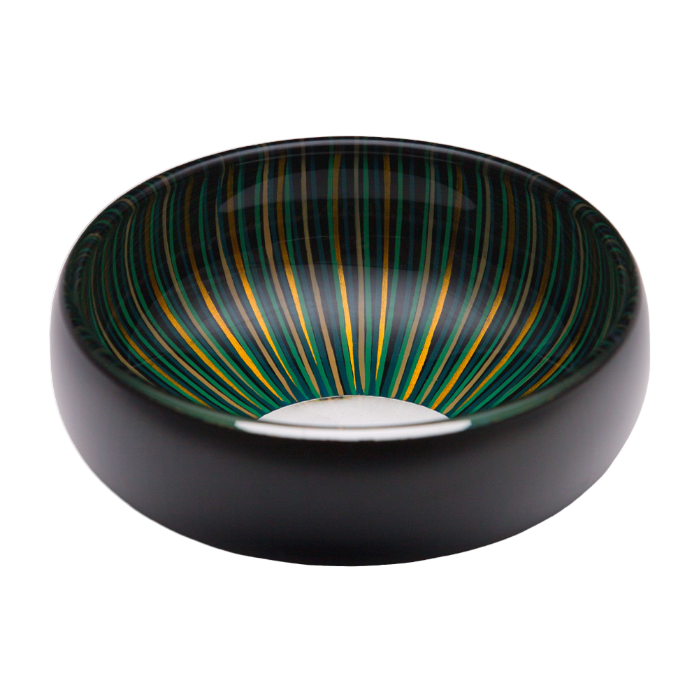 丸嘉小坂漆器店 漆硝子 百色(蕾クリスタルボウルL 黒青)